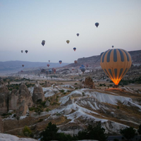 a hot air baloon ride in Winter in Cappadocia