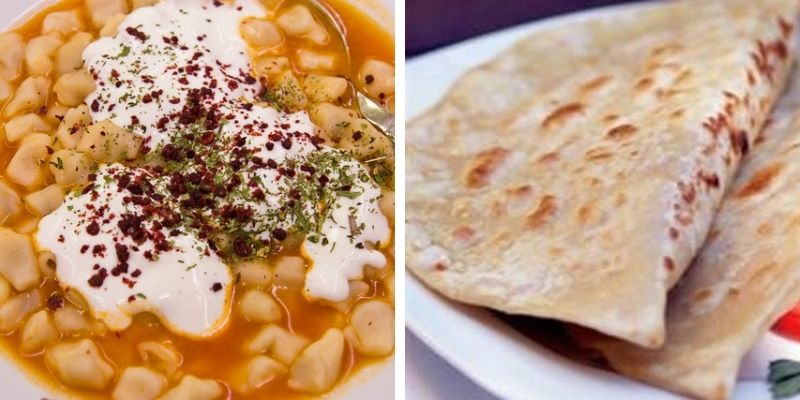 Kayseri Mantisi which is more like a soup garnished with yogurt and some sumak and Saç Boregi which looks similar to a quesadilla