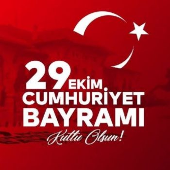 Happy Republic Day in Turkish on a red background