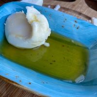 Bal ve kaymak - Honey and Cream in a blue dish that you dip your bread in