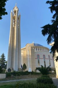 Resurrection of Christ Orthodox Cathedral which is a beautiful cream color