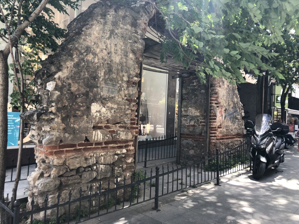 Part of an ancient wall that remains in Kadikoy, Istanbul, Turkey. 