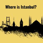 Where is Istanbul? Istanbul skyline on a yellow background.