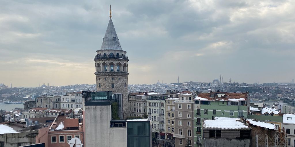 Galata tower viewed from a roof top close by