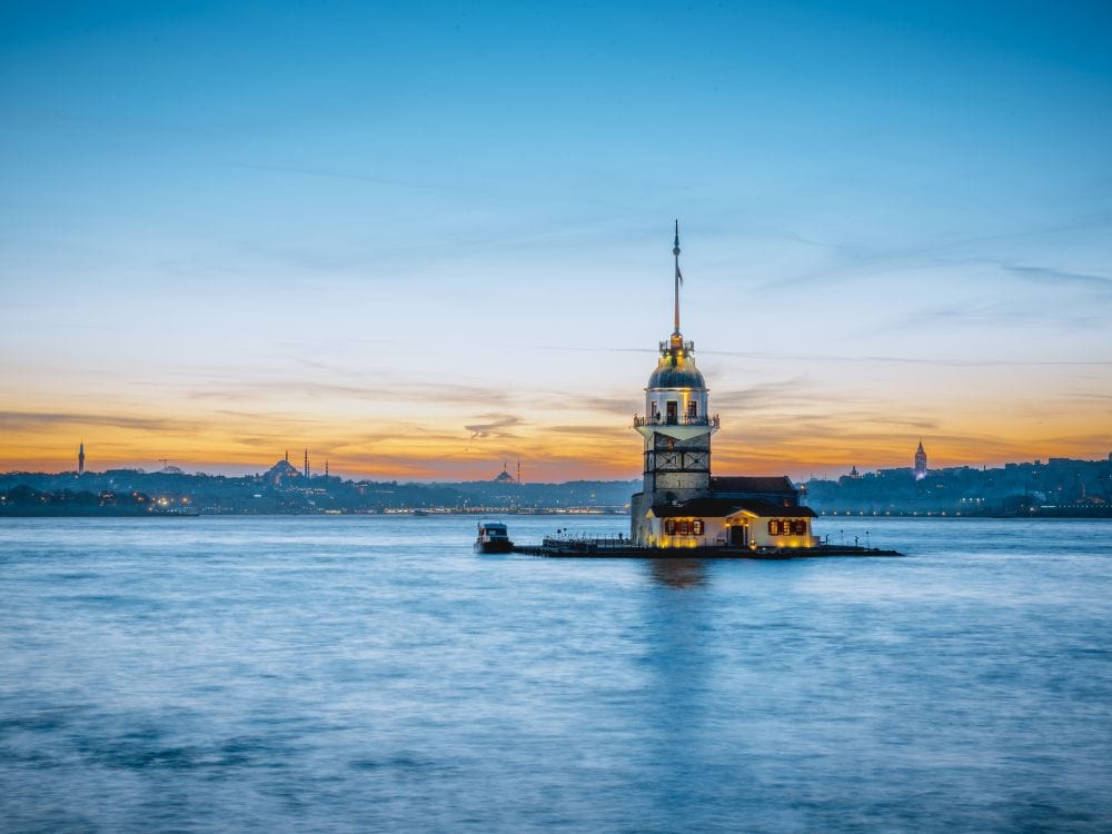 Maiden's Tower in the Bosphorus of Istanbul Turkey