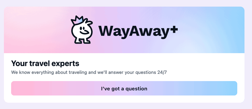 WayAway+ travel experts ask anything screen shot