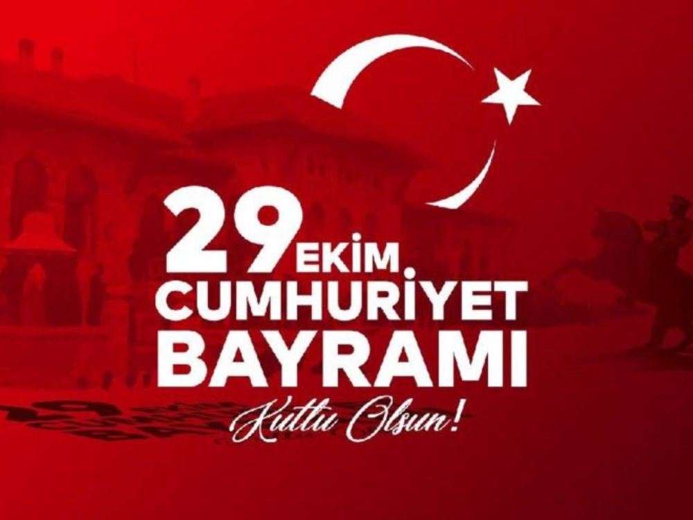 29 Ekim Cumhuriyet Bayrami Kutlu Olsun on a red background