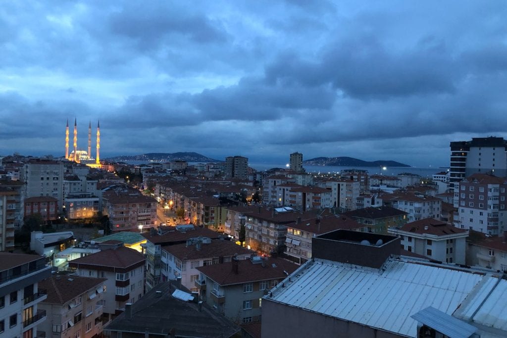 Christmas night in Maltepe. Cloudy skies and cool weather.