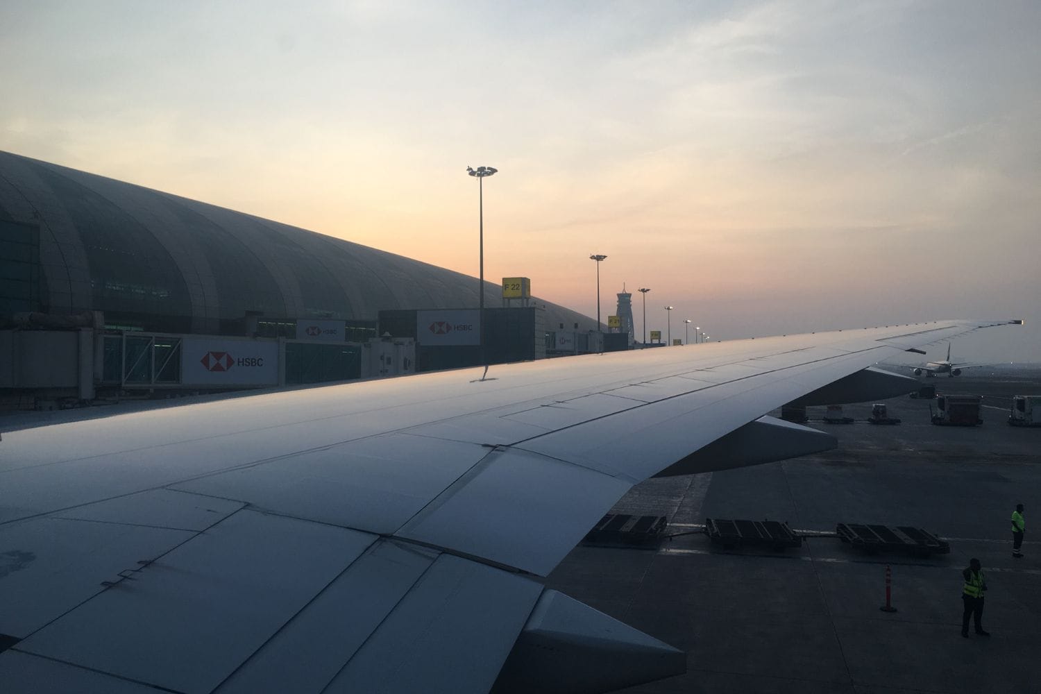 Wing of a plane arriving at the airport