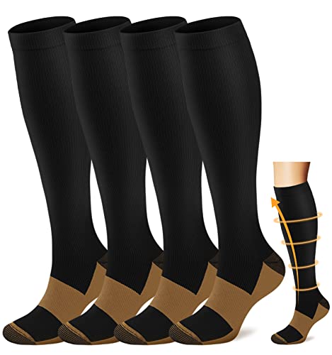 Black compression socks with a golden footing