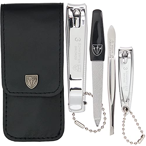 Nail clipper set that includes, cuticle pusher, file, toenail clippers and fingernail clippers in a convenient carrying case. 