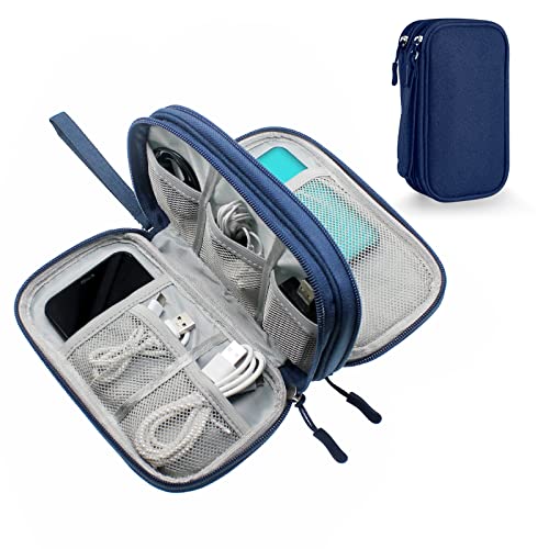 navy blue electronic cable organizer that zips up 