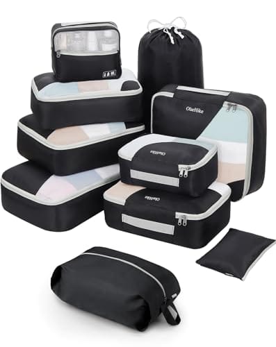 packing cubes set of 10 pieces of varying sizes