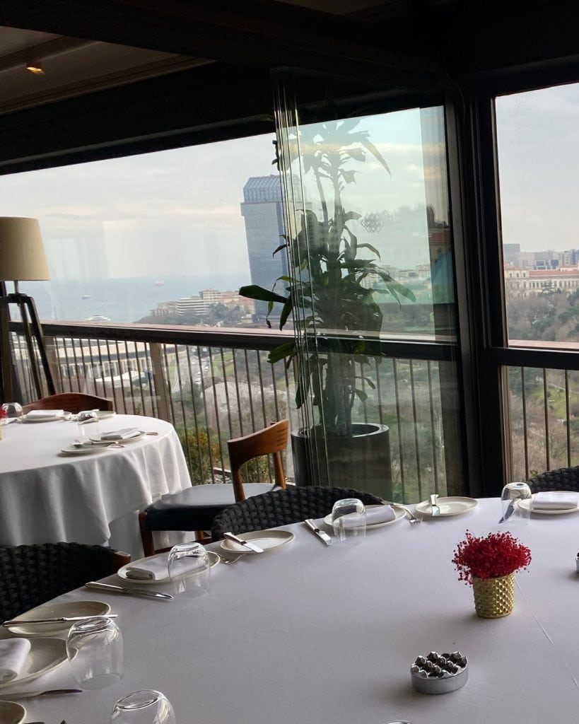 The view of the Bosphorus and Macka Park from Spago Restaurant