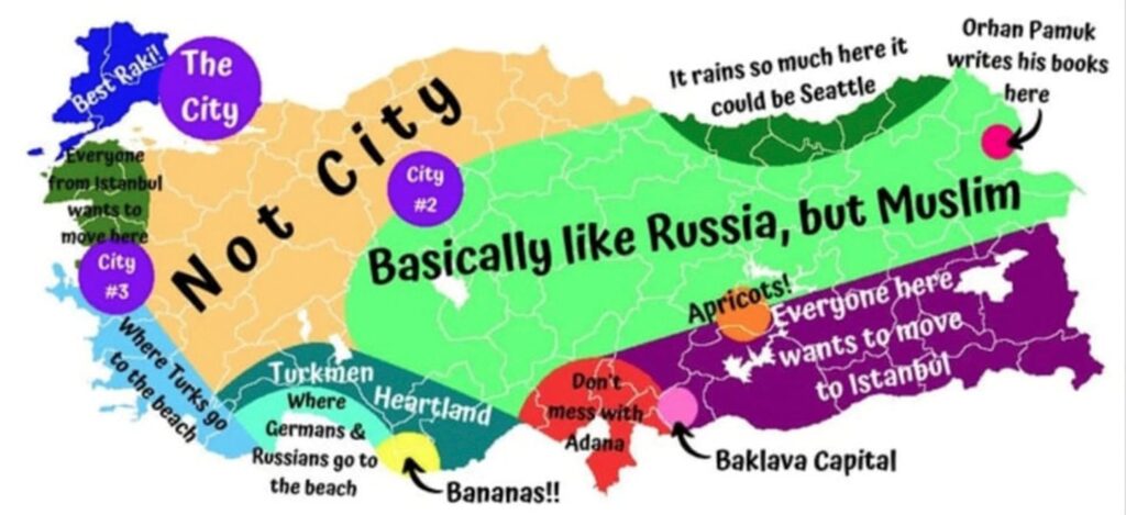 a map of turkey where different groups of people live around the country.