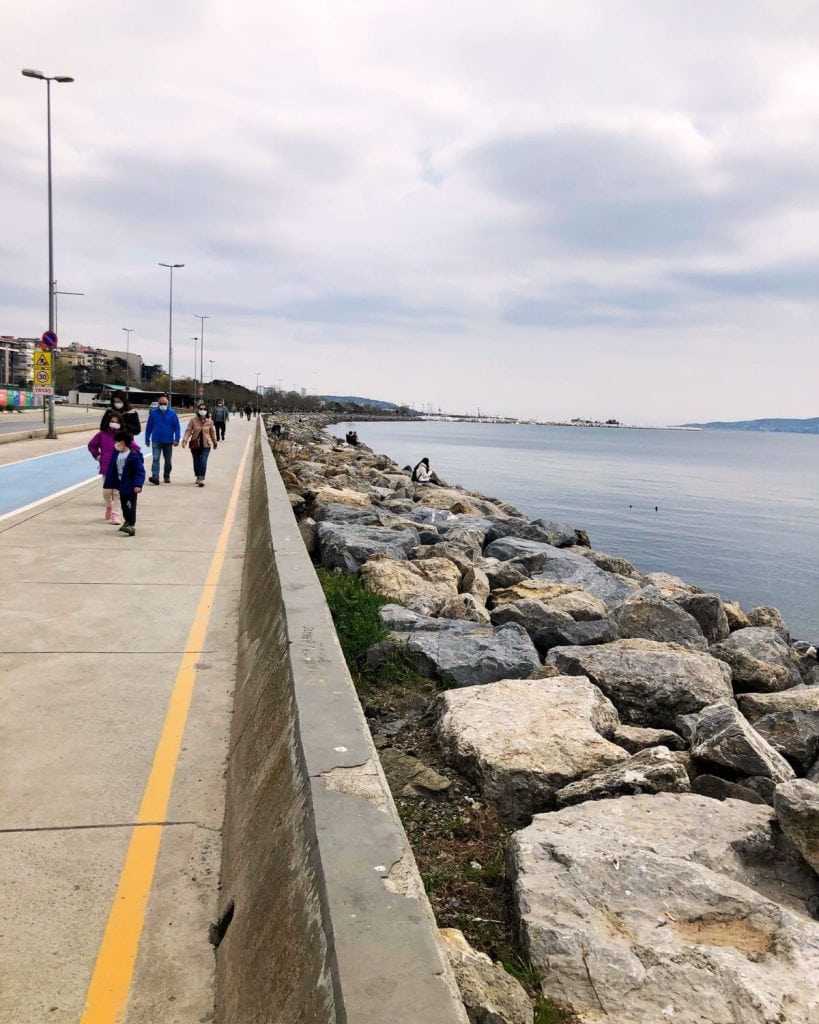 Kadıköy seaside promenade on a cloudy day