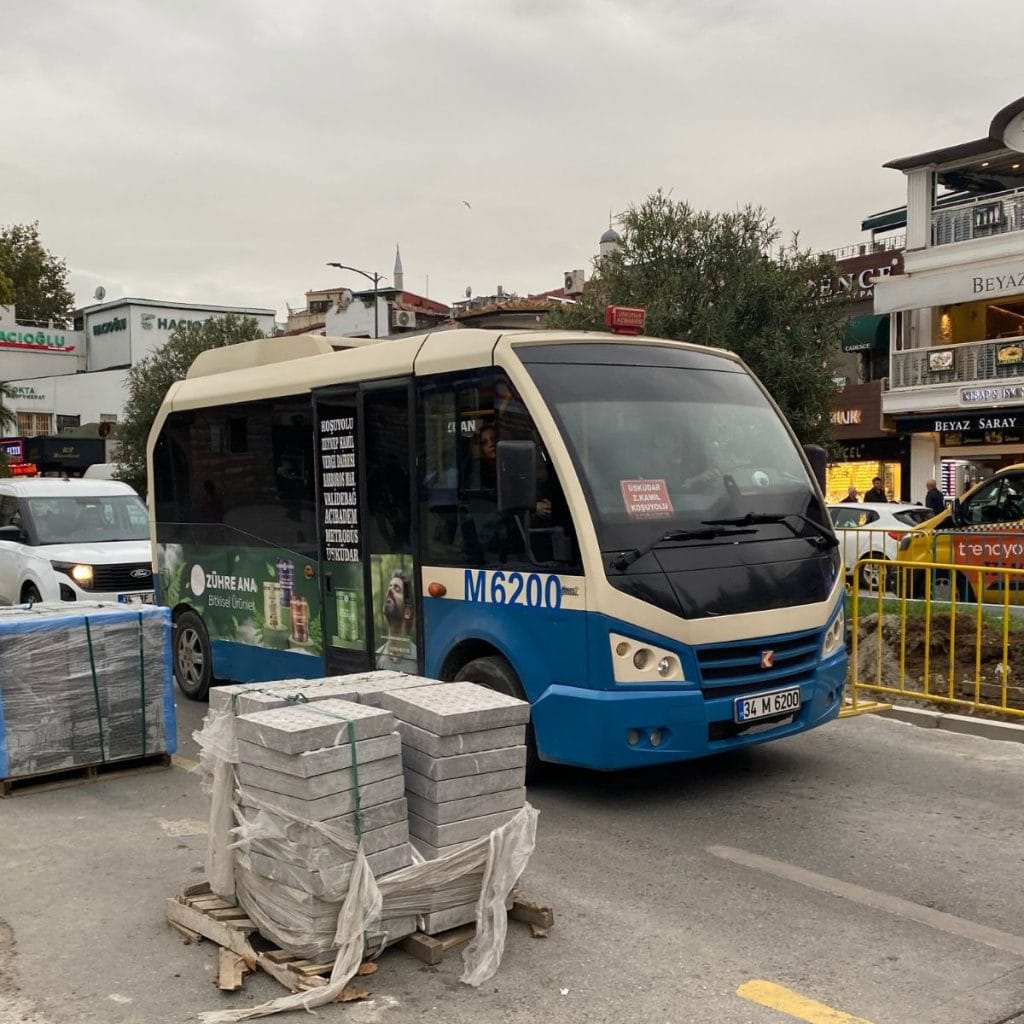 A minibus that goes on a set route in Istanbul.