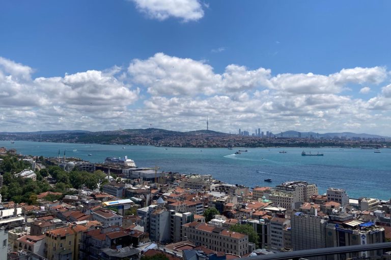 A view of the Bosphorus Strait and the Asian side of Istanbul in Summer from the top of the Galata Tower