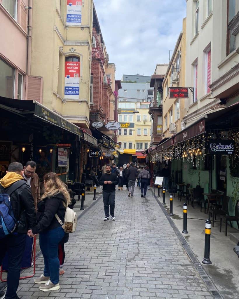The view of Besiktas Breakfast Street in Istanbul, Turkey.