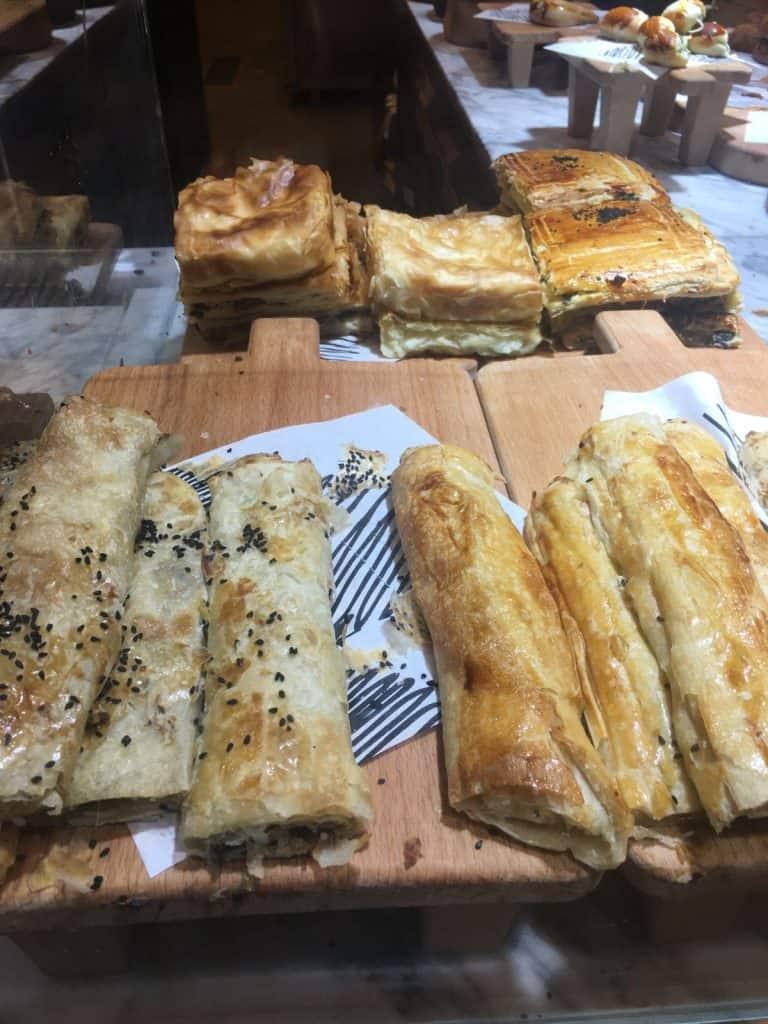 two types of borek. one with meat and one with potatoes